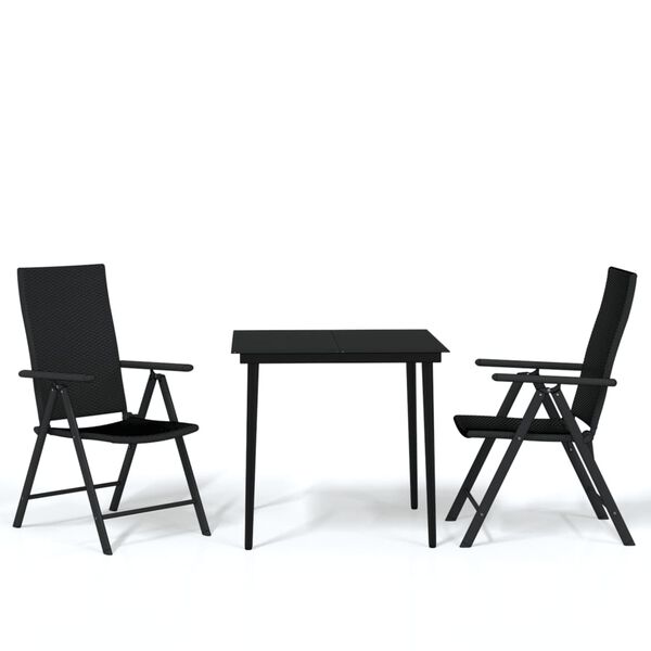 vidaXL 3 Piece Garden Dining Set Black