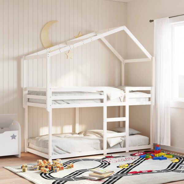 vidaXL Bunk Bed without Mattress White 90x190 cm Single Solid Wood Pine