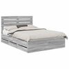 vidaXL Bed Frame with Drawer Grey Sonoma 150 x 200 cm Engineer Wood