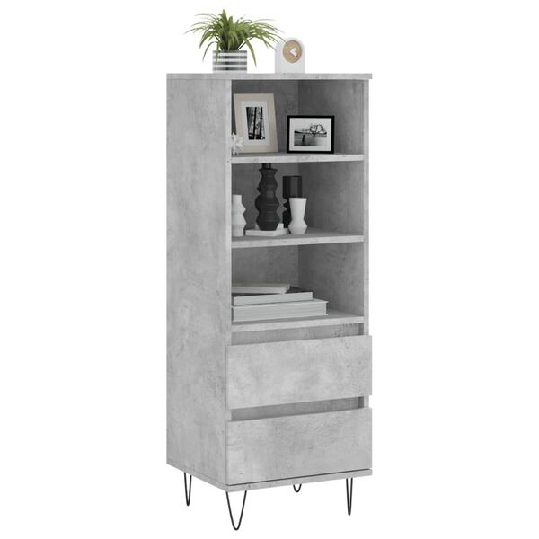 vidaXL Highboard Concrete Grey 40x36x110 cm Engineered Wood