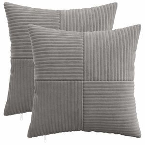 vidaXL Cushion Cover 2 pcs ALMELO Light Grey 30 x 30 cm Corduroy