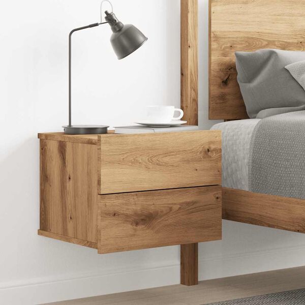 vidaXL Wall-mounted Bedside Cabinet Artisan Oak 40x32x30 cm