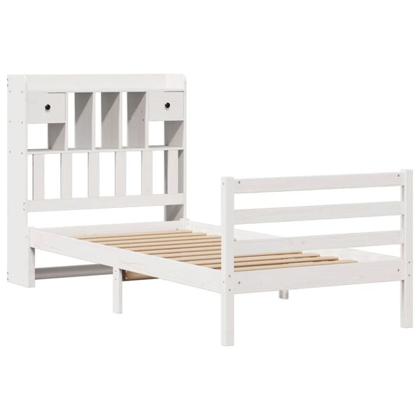 vidaXL Bookcase Bed without Mattress White 90x190 cm Single Solid Wood Pine