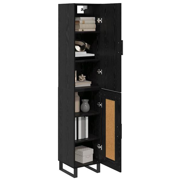 vidaXL Highboard Black Oak 34.5 x 34 x 180 cm Engineered Wood