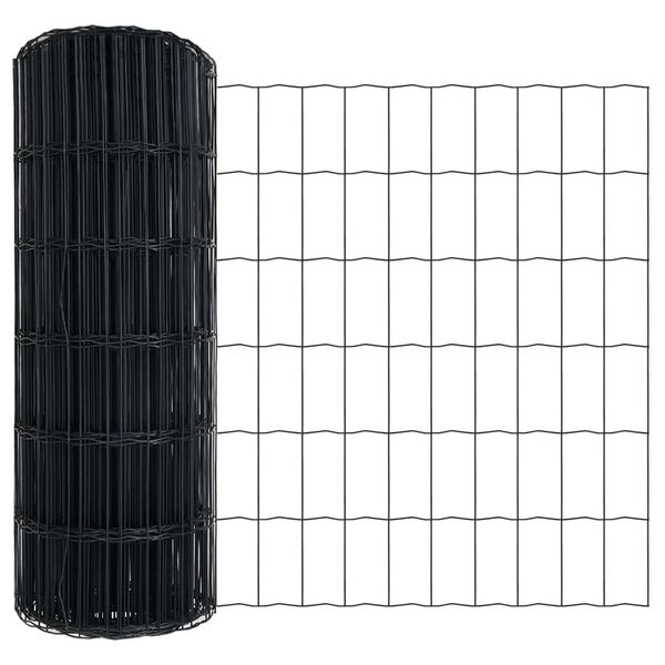 vidaXL Euro Fence Grey 0.8 x 10 m PVC-coated iron