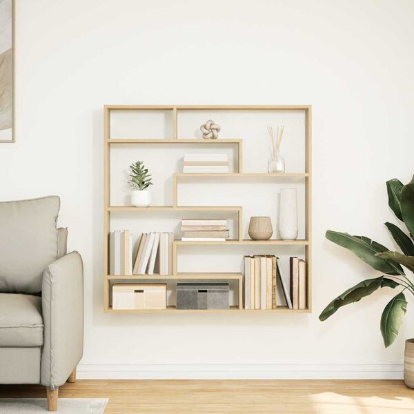 vidaXL Wall Cube Shelf 7 Compartments Sonoma Oak Engineered Wood