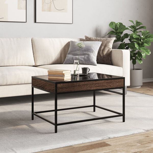 vidaXL Coffee Table with Infinity LED Brown Oak 70x50x41 cm
