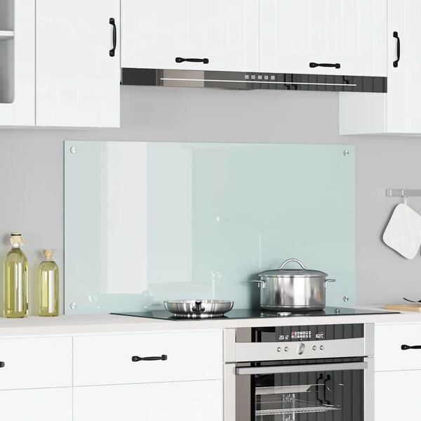 vidaXL Kitchen Backsplash White 120 x 60 cm Tempered Glass