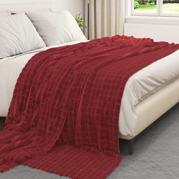 vidaXL Throw Blanket Bordeaux Red 270 x 240 cm Fleece