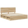 vidaXL Bed Frame with Headboard Sonoma 200 x 200 cm Solid Pine Wood