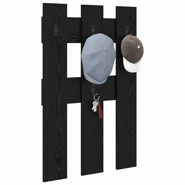 vidaXL Wall-Mounted Coat Rack Wall-mounted Black Oak 65 x 3 x 100 cm