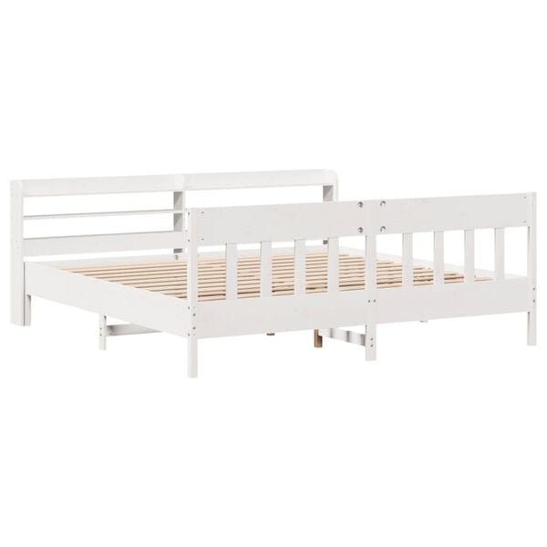 vidaXL Bed Frame without Mattress White 200x200 cm Solid Wood Pine