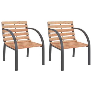 vidaXL Garden Chair | Set of 2 | Brown | Wood seat and backrest, steel frame