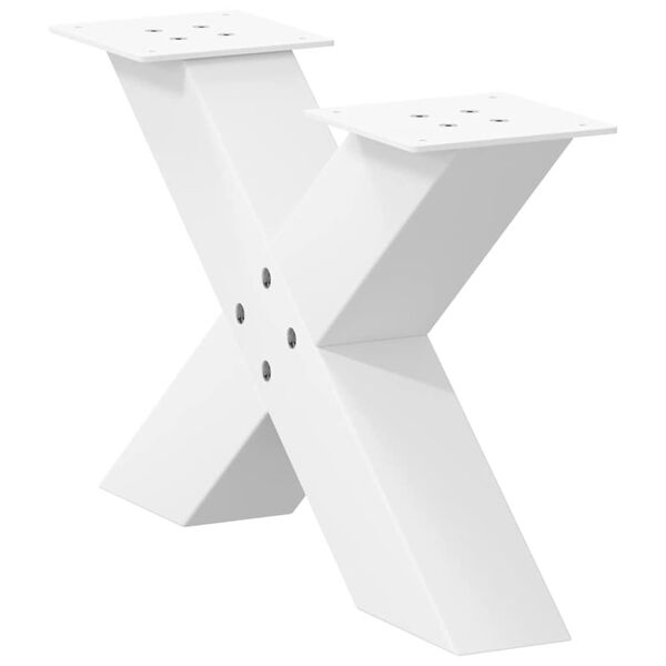 vidaXL Coffee Table Legs X-Shaped 2 pcs White 50x(30-31) cm Steel
