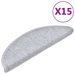 vidaXL Stair mats 15 pcs 56 x 17 x 3 cm Non-Slip Light Grey