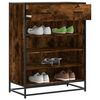 vidaXL Shoe Cabinet Smoked Oak 75x38x97.5 cm Engineered Wood and Metal