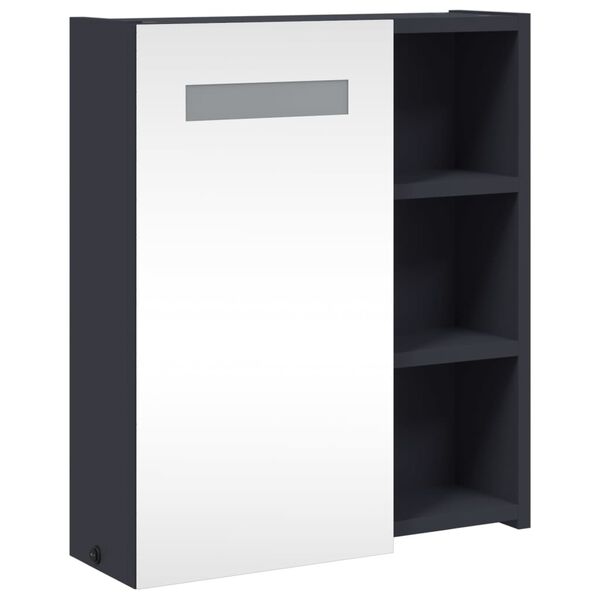 vidaXL Bathroom Mirror Cabinet with LED Light Grey 45x13x52 cm