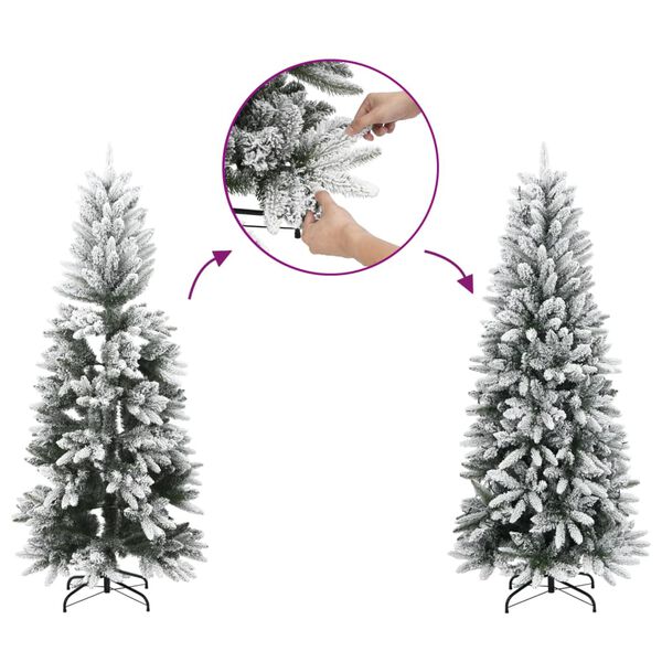 vidaXL Artificial Slim Christmas Tree with Flocked Snow 180 cm PVC&PE