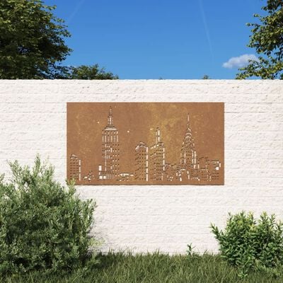 vidaXL Garden Wall Decoration 105x55 cm Corten Steel Skyline Design