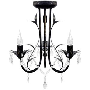 vidaXL Chandelier | Antique Black | Metal frame, Acrylic crystals | Medium