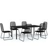 vidaXL 7 Piece Garden Dining Set Black