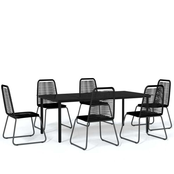 vidaXL 7 Piece Garden Dining Set Black