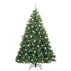 vidaXL Artificial Christmas Tree with 300 LEDs Green 210 cm PE and PVC
