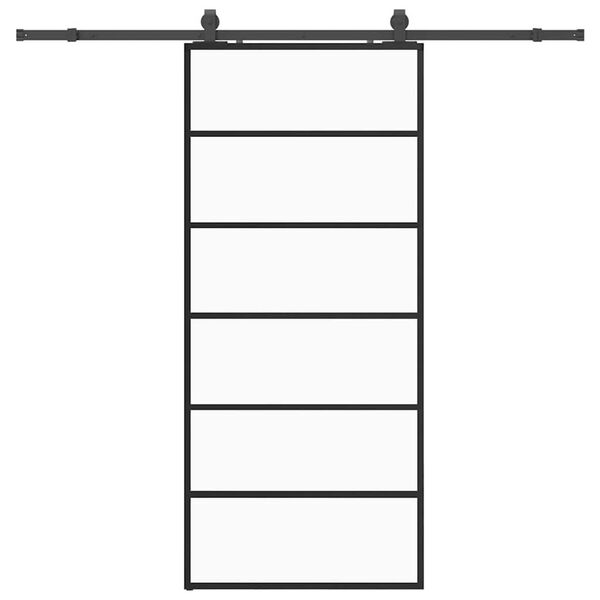 vidaXL Sliding Door with Hardware Set Black 90x205 cm ESG Glass