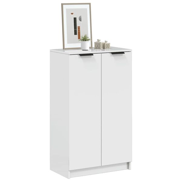 vidaXL Shoe Cabinet High Gloss White 59x35x100.5 cm Engineered Wood