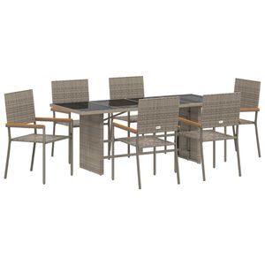 vidaXL Garden Dining Set 7 pcs Grey Poly Rattan