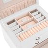 vidaXL Jewellery Box 3-Layer with Mirror Lockable White 26x18x17.5 cm