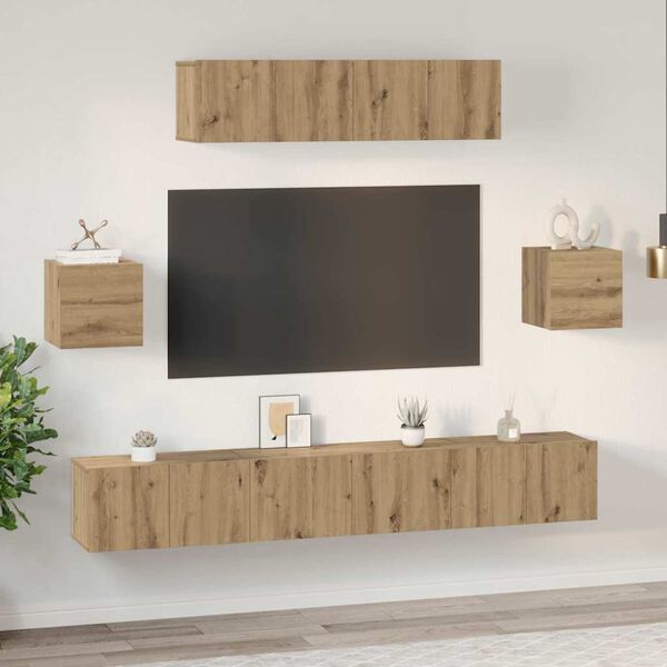 vidaXL TV Cabinet Set Wall-mounted 7 pcs Artisan Oak Engineered Wood