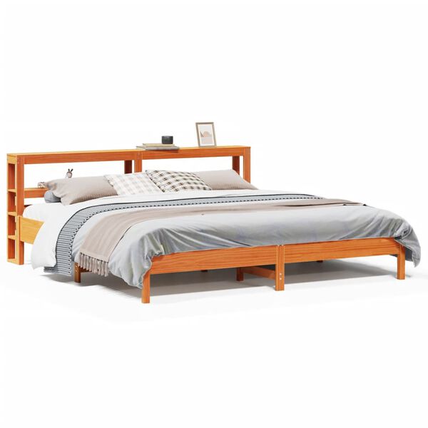 vidaXL Bed Frame without Mattress Wax Brown 180x200 cm Super King Solid Wood Pine