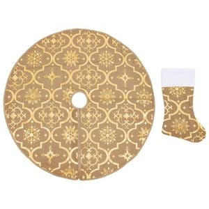 vidaXL Luxury Christmas Tree Skirt with Sock Yellow 150 cm Fabric