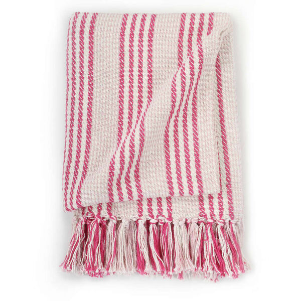 vidaXL Throw Cotton Stripes 125x150 cm Pink and White