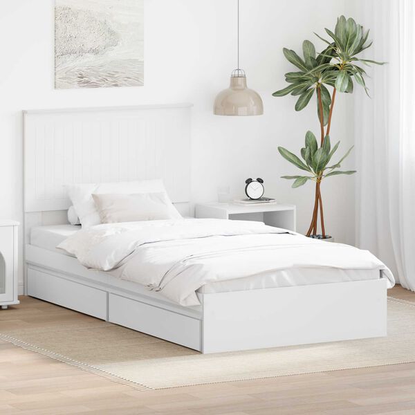 vidaXL Storage Bed with Headboard White 100 x 200 cm Engineered Wood