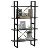 vidaXL 4-Tier Book Cabinet Grey 80x30x140 cm Engineered Wood