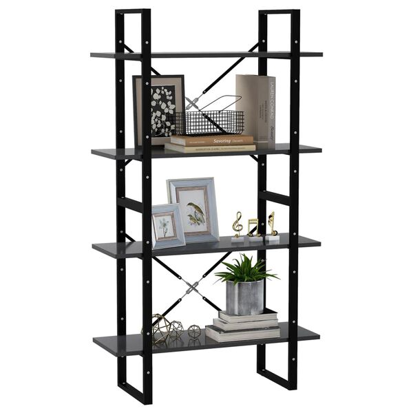 vidaXL 4-Tier Book Cabinet Grey 80x30x140 cm Engineered Wood