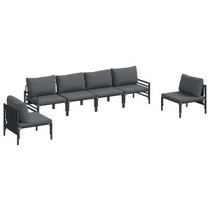 vidaXL Garden Sofa Set with Cushion 6 pcs Black Steel