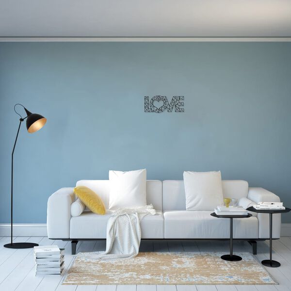 Homemania Wall Decoration Words Love 50x20 cm Steel Black