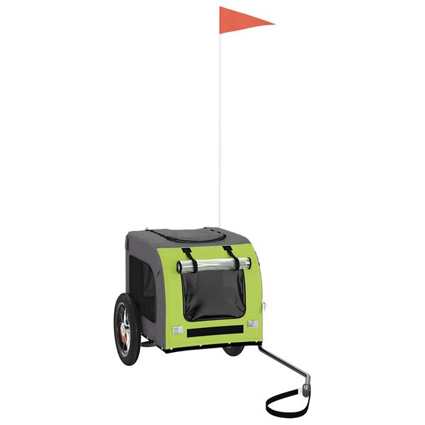 vidaXL Pet Bike Trailer Green and Grey Oxford Fabric and Iron