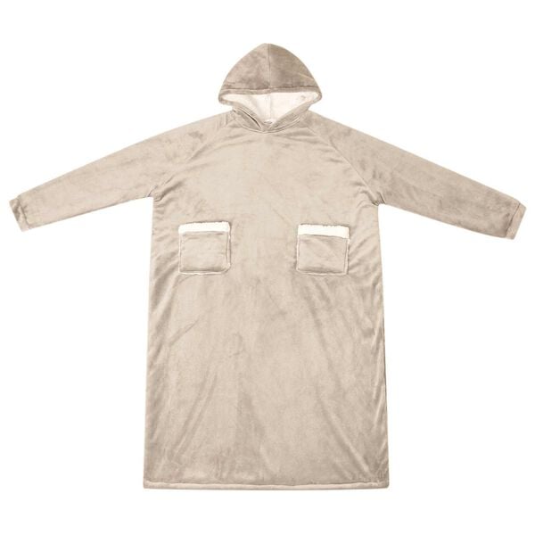 vidaXL Blanket Hoodie Beige L Fleece and Flannel