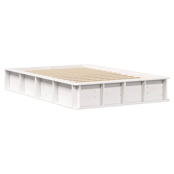 vidaXL Bed Frame White 120 x 200 cm Solid Pine Wood