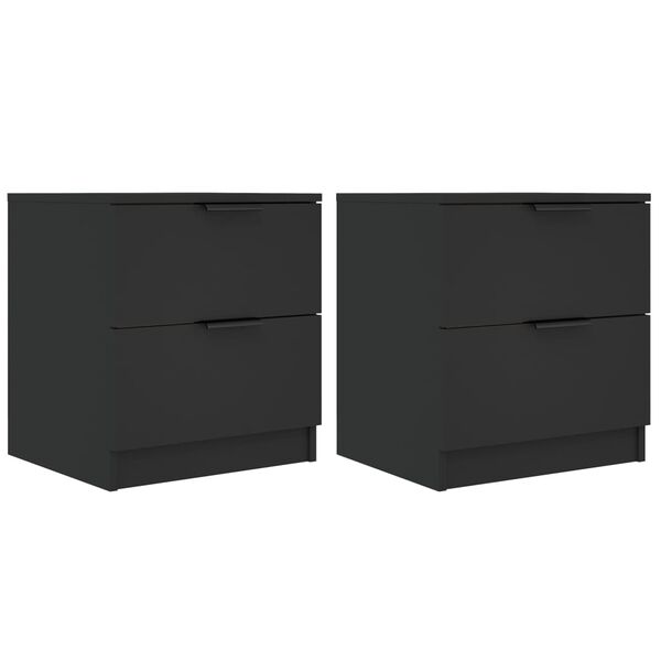 vidaXL Bedside Cabinets 2 pcs Black Engineered Wood