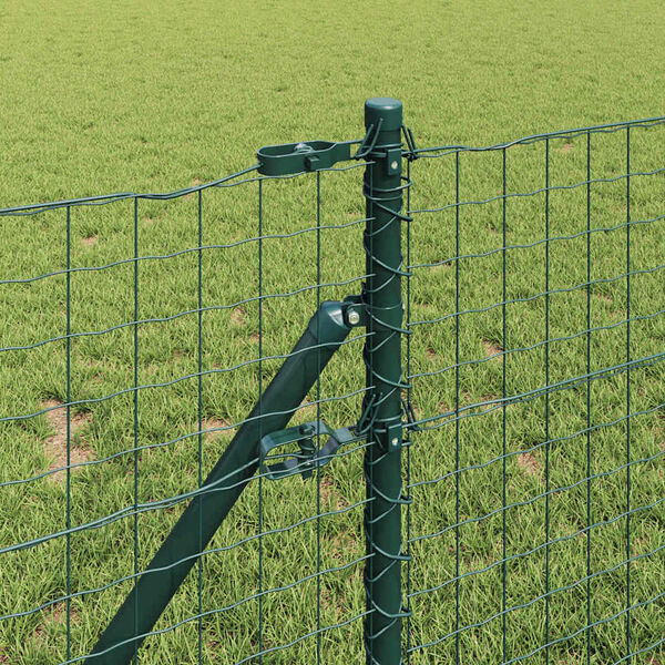vidaXL Fence with Post Green 0.4 x 50 m Steel and PVC