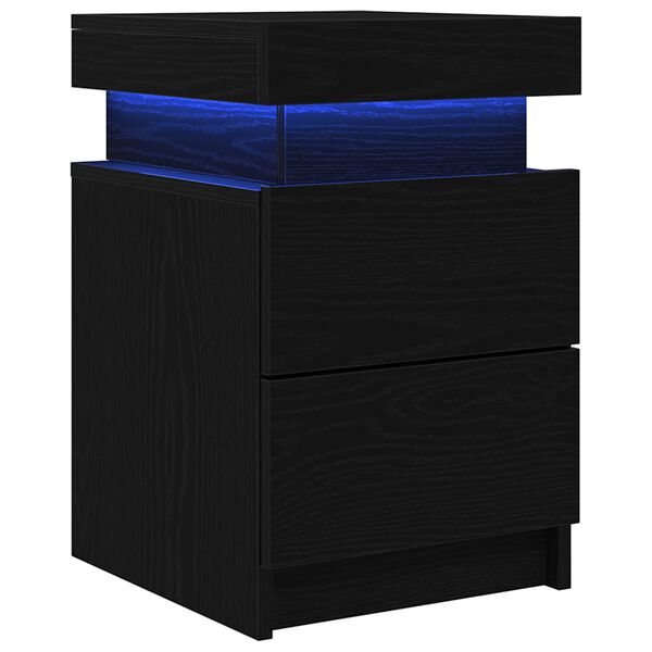 vidaXL Bedside Cabinet Black Oak 35 x 39 x 55 cm Engineered wood