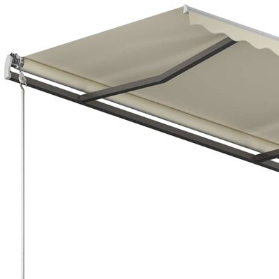 vidaXL Automatic Retractable Awning with Posts 3.5x2.5 m Cream