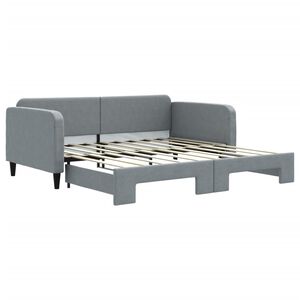 vidaXL Daybed with Trundle without Mattress Light Grey 90x190 cm