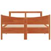 vidaXL Bed Frame with Headboard Wax Brown 135x190 cm Double Solid Wood Pine