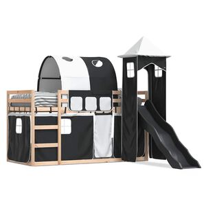 vidaXL Bunk Bed without Mattress with Slide White and Black 90x200 cm